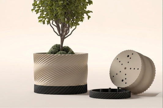 Groove-Vase mit Wasserbehälter