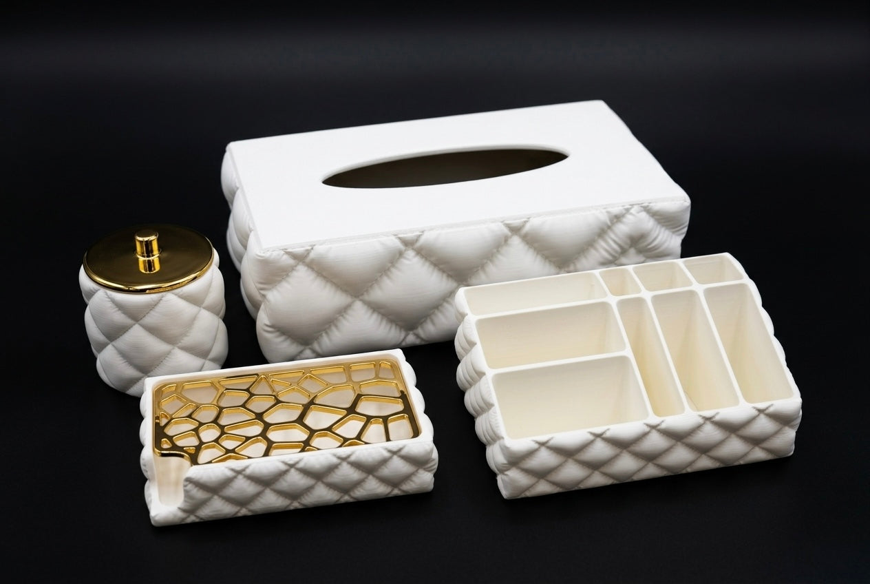 Badezimmer Organizer Set Quilt – 4 teiliges Set