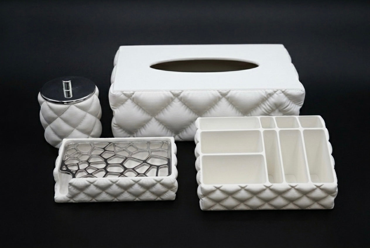 Badezimmer Organizer Set Quilt – 4 teiliges Set