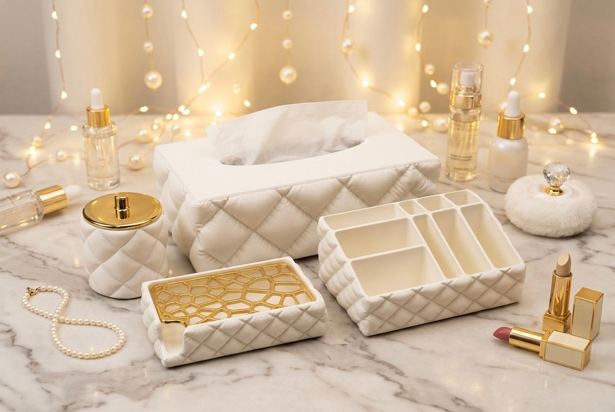 Badezimmer Organizer Set Quilt – 4 teiliges Set