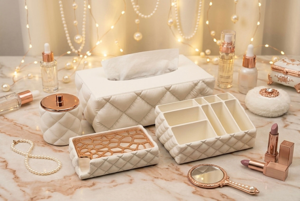 Badezimmer Organizer Set Quilt – 4 teiliges Set