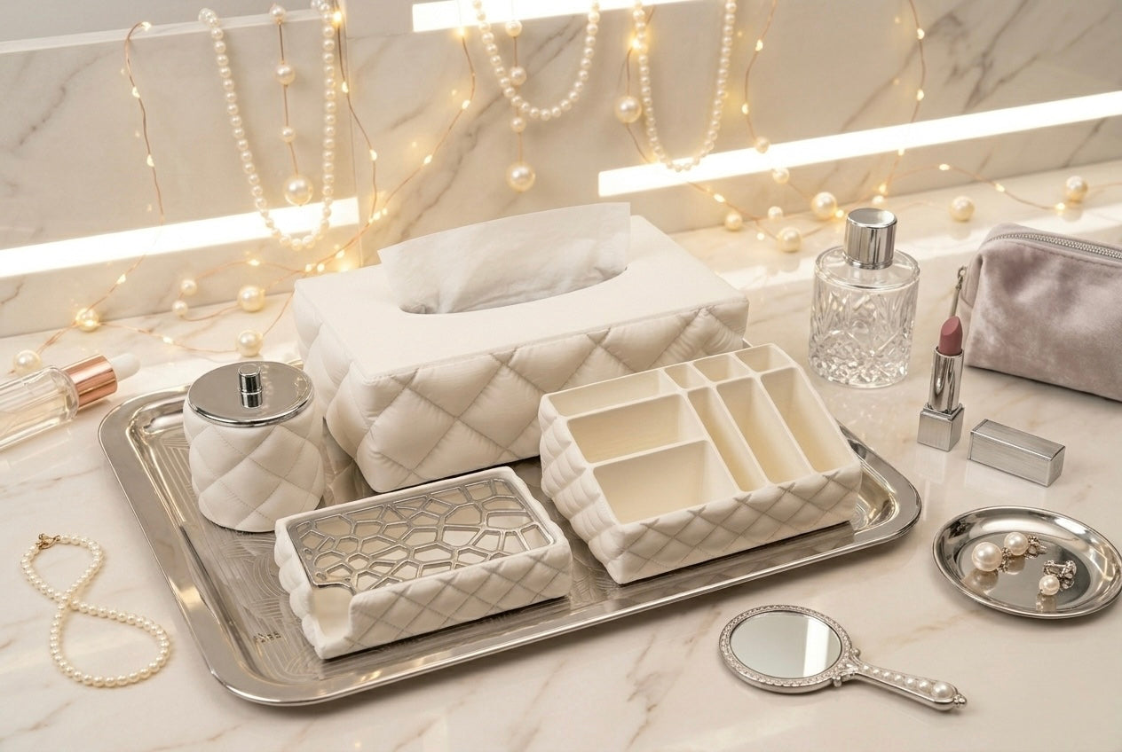 Badezimmer Organizer Set Quilt – 4 teiliges Set