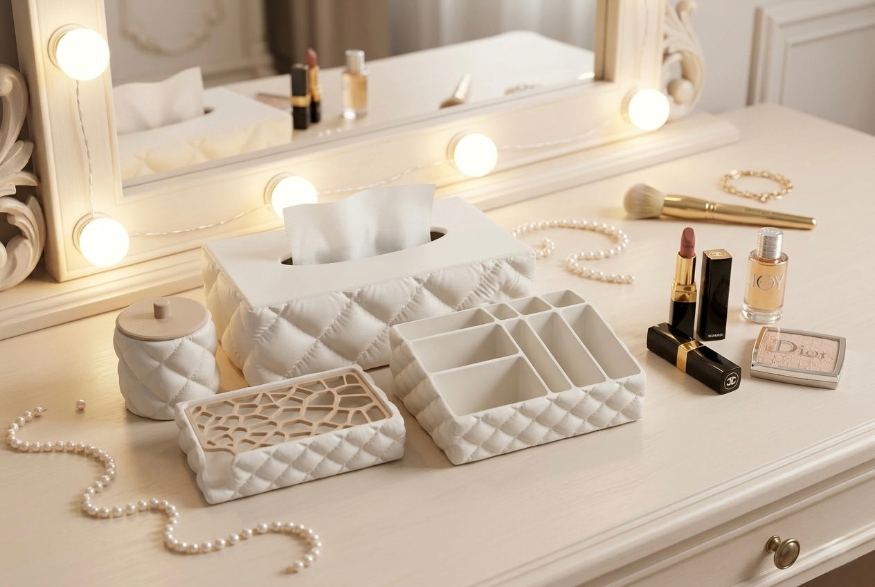 Badezimmer Organizer Set Quilt – 4 teiliges Set